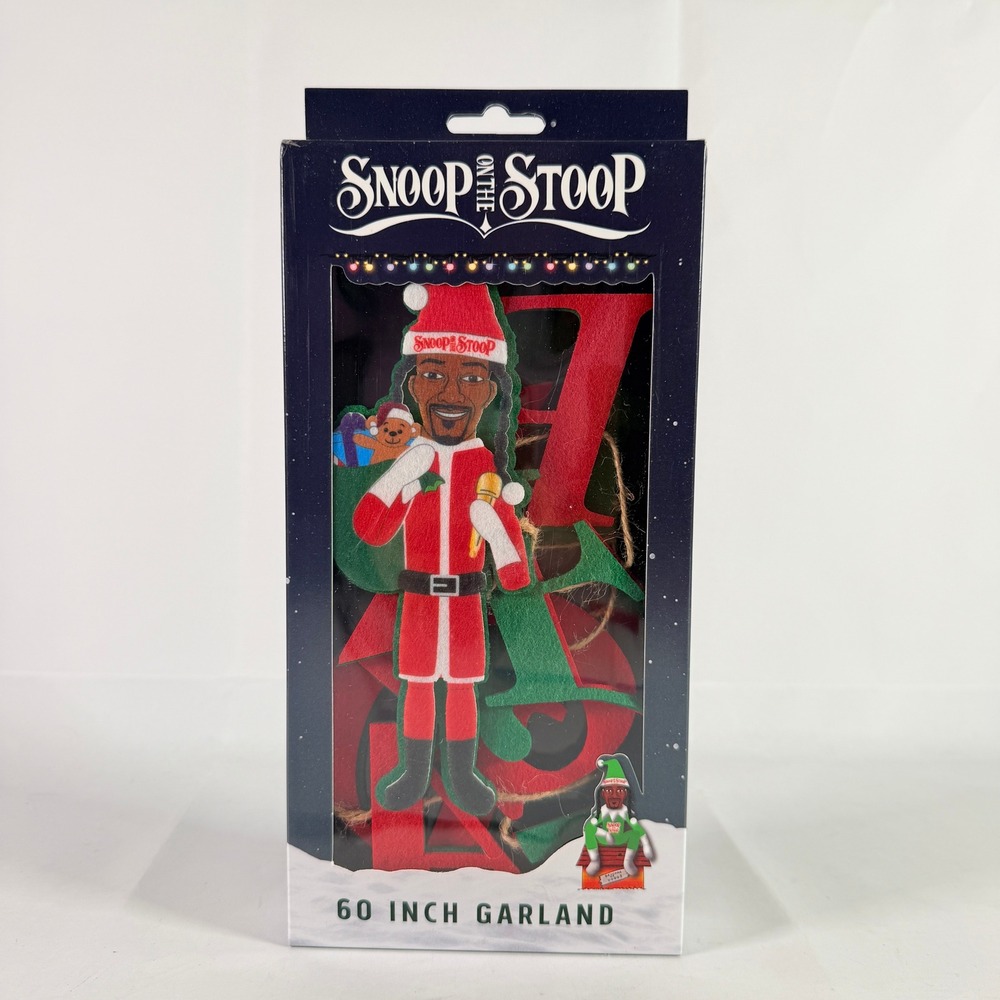 Snoop on the Stoop Feliz Navi Dogg 60 Inch Christmas Garland Felt Decor NIB